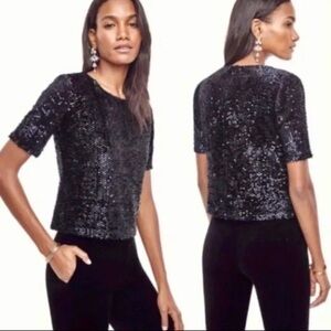 Ann Taylor Sequin Top Midnight Blue Size Small